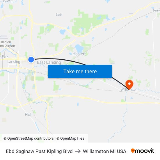 Ebd Saginaw Past Kipling Blvd to Williamston MI USA map