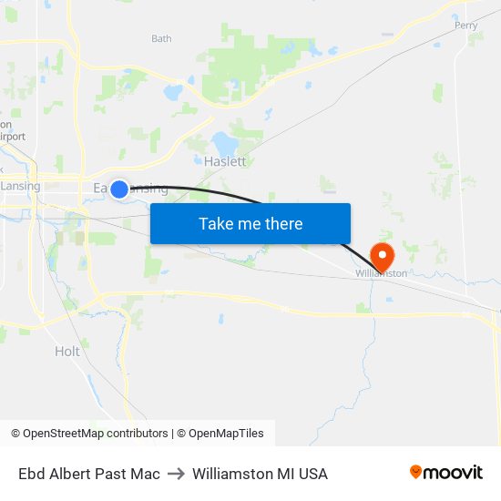 Ebd Albert Past Mac to Williamston MI USA map