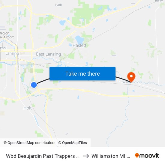 Wbd Beaujardin Past Trappers Cove to Williamston MI USA map