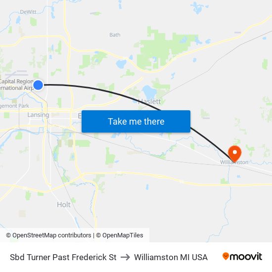 Sbd Turner Past Frederick St to Williamston MI USA map