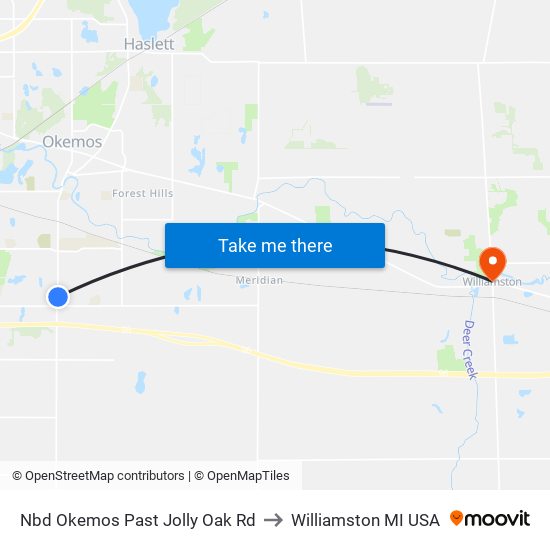 Nbd Okemos Past Jolly Oak Rd to Williamston MI USA map