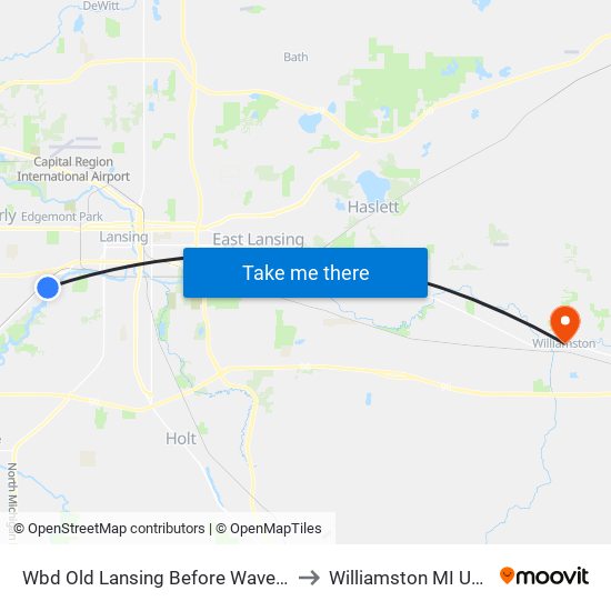 Wbd Old Lansing Before Waverly to Williamston MI USA map