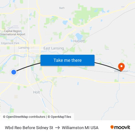 Wbd Reo Before Sidney St to Williamston MI USA map