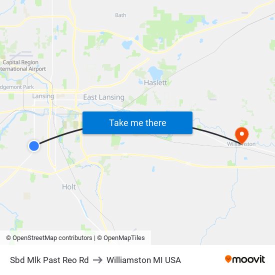Sbd Mlk Past Reo Rd to Williamston MI USA map
