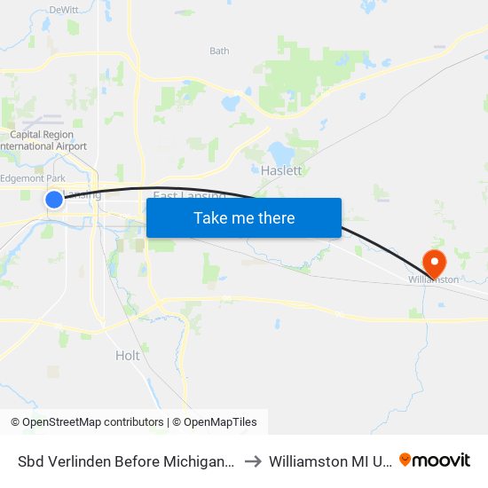 Sbd Verlinden Before Michigan Ave to Williamston MI USA map