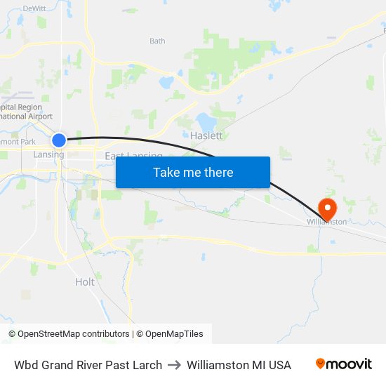 Wbd Grand River Past Larch to Williamston MI USA map