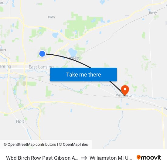 Wbd Birch Row Past Gibson Ave to Williamston MI USA map