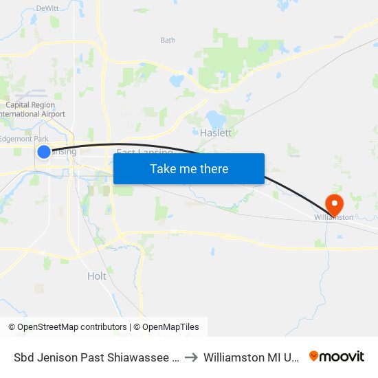 Sbd Jenison Past Shiawassee St to Williamston MI USA map