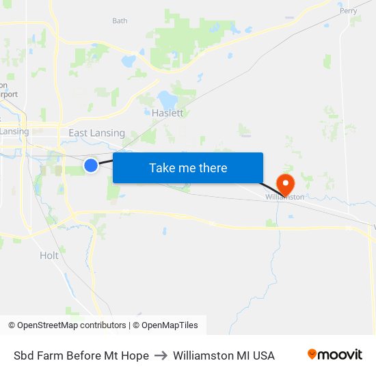 Sbd Farm Before Mt Hope to Williamston MI USA map