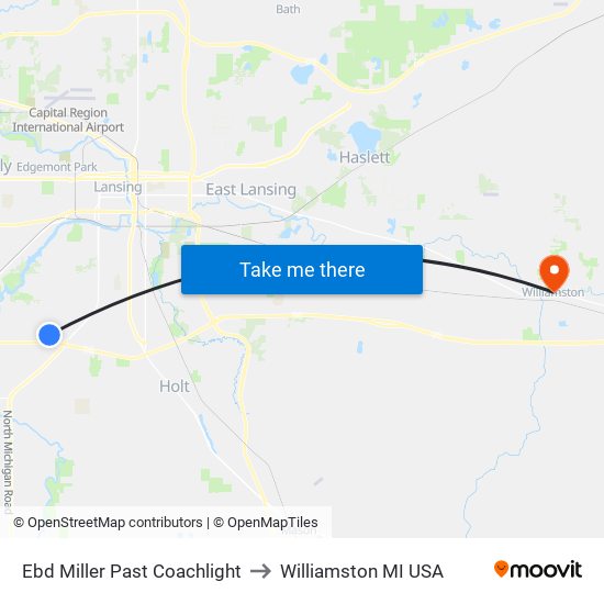 Ebd Miller Past Coachlight to Williamston MI USA map