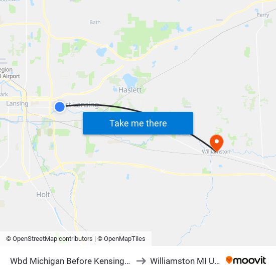 Wbd Michigan Before Kensington to Williamston MI USA map