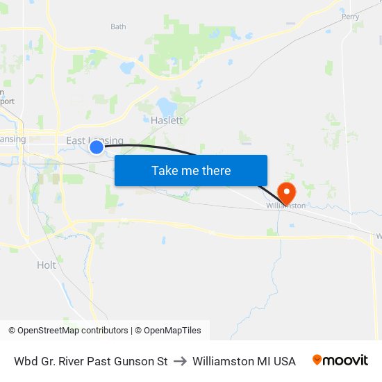 Wbd Gr. River Past Gunson St to Williamston MI USA map