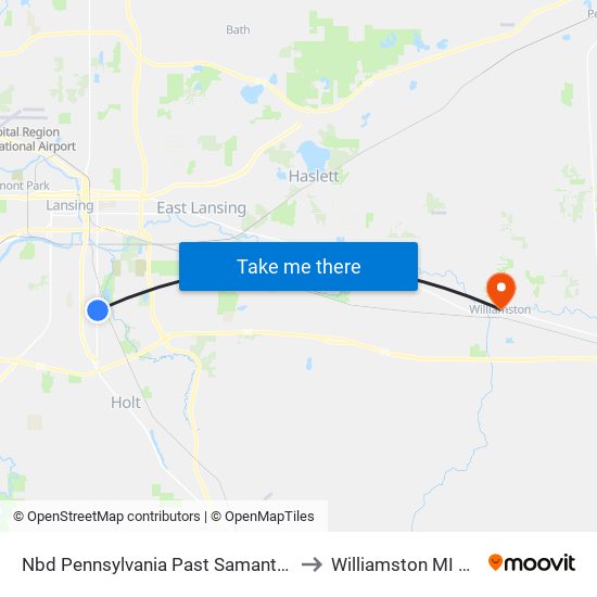 Nbd Pennsylvania Past Samantha St to Williamston MI USA map