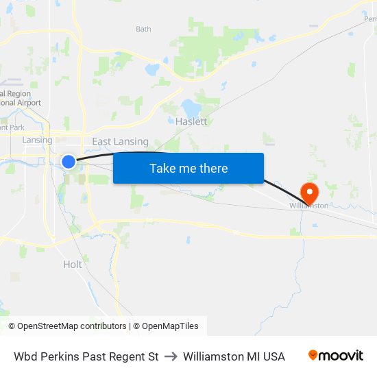 Wbd Perkins Past Regent St to Williamston MI USA map