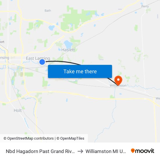 Nbd Hagadorn Past Grand River to Williamston MI USA map
