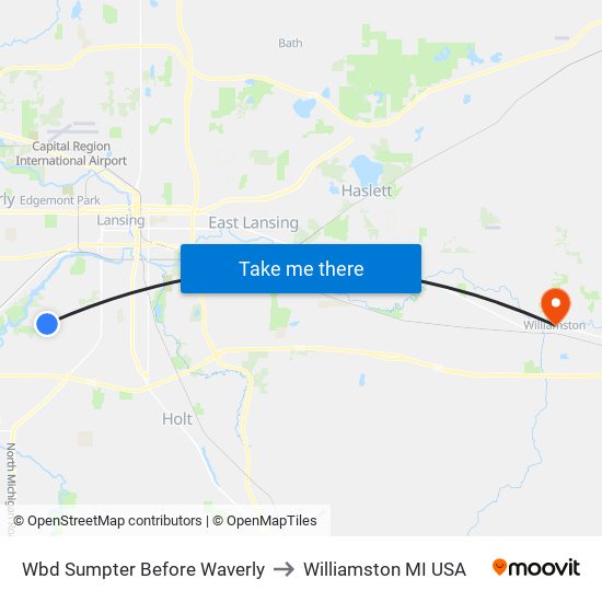 Wbd Sumpter Before Waverly to Williamston MI USA map