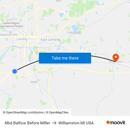 Nbd Balfour Before Miller to Williamston MI USA map