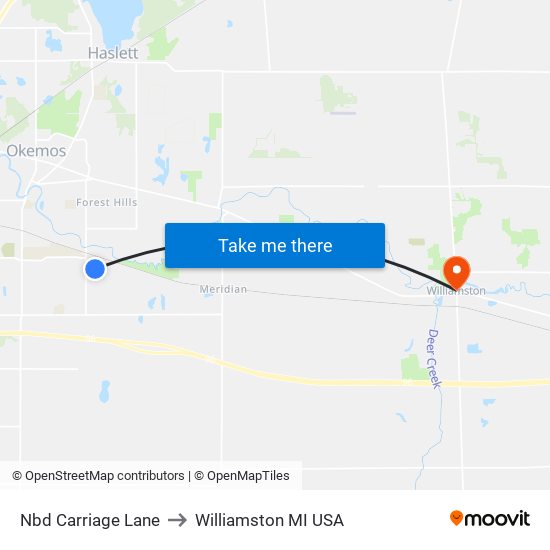 Nbd Carriage Lane to Williamston MI USA map