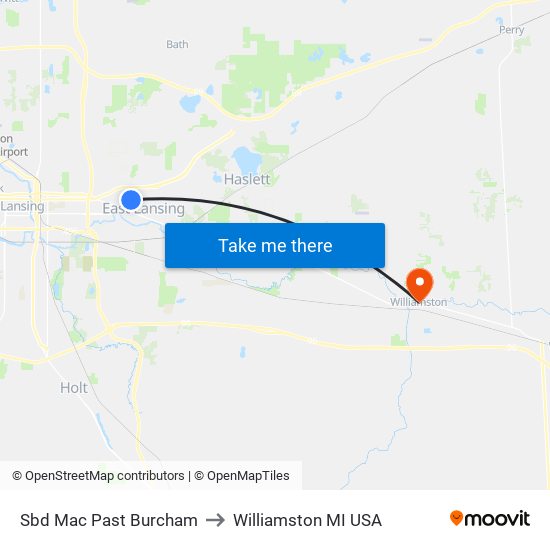 Sbd Mac Past Burcham to Williamston MI USA map