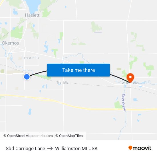 Sbd Carriage Lane to Williamston MI USA map