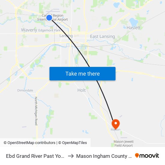 Ebd Grand River Past Young Ave to Mason Ingham County MI USA map
