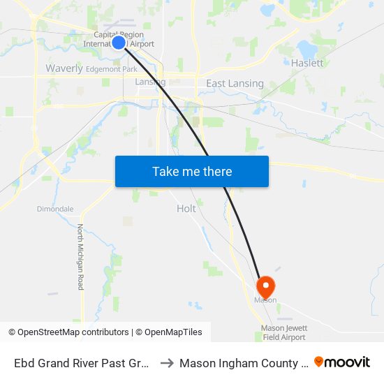 Ebd Grand River Past Grandell Av to Mason Ingham County MI USA map