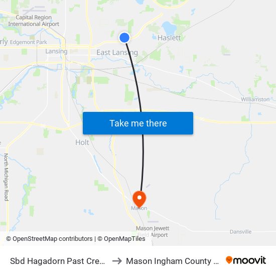 Sbd Hagadorn Past Crestwood to Mason Ingham County MI USA map