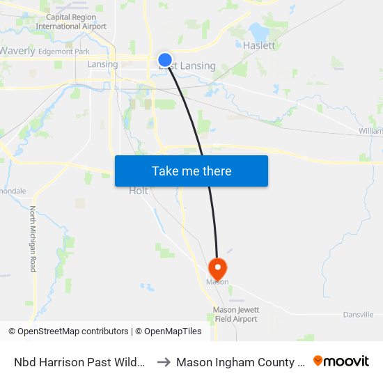 Nbd Harrison Past Wildwood Dr to Mason Ingham County MI USA map