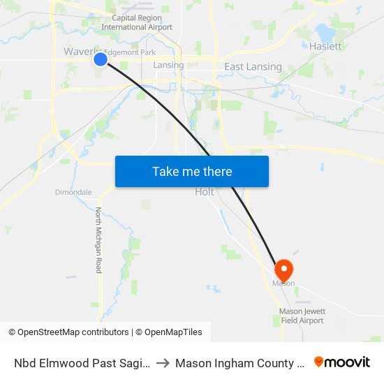 Nbd Elmwood Past Saginaw St to Mason Ingham County MI USA map