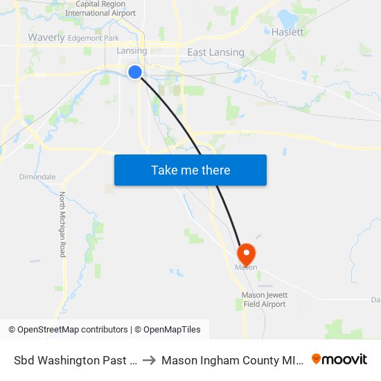 Sbd Washington Past Elm to Mason Ingham County MI USA map