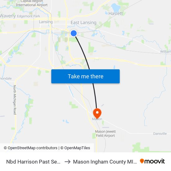 Nbd Harrison Past Service to Mason Ingham County MI USA map