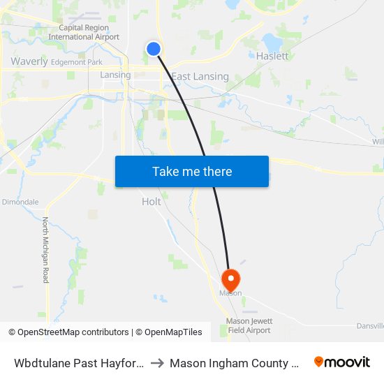 Wbdtulane Past Hayford Ave to Mason Ingham County MI USA map