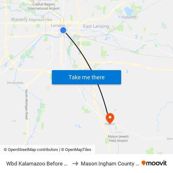 Wbd Kalamazoo Before Beech St to Mason Ingham County MI USA map