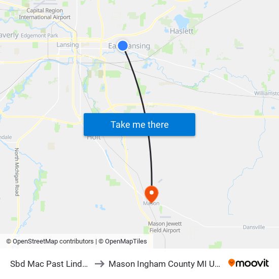 Sbd Mac Past Linden to Mason Ingham County MI USA map