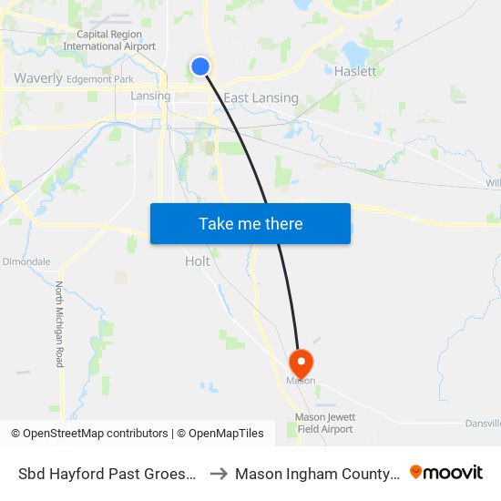 Sbd Hayford Past Groesbeck Ave to Mason Ingham County MI USA map