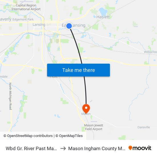 Wbd Gr. River Past Mac Ave to Mason Ingham County MI USA map