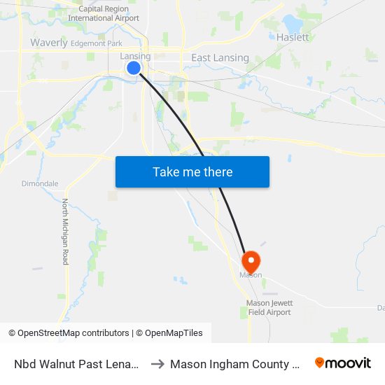 Nbd Walnut Past Lenawee St to Mason Ingham County MI USA map