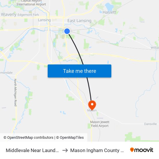 Middlevale Near Laundromat to Mason Ingham County MI USA map