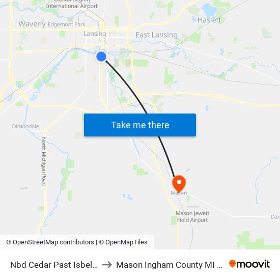 Nbd Cedar Past Isbell St to Mason Ingham County MI USA map