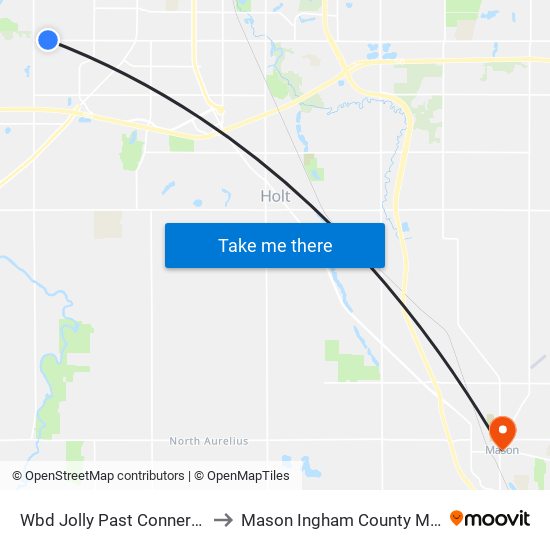 Wbd Jolly Past Conners Ave to Mason Ingham County MI USA map