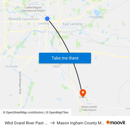 Wbd Grand River Past Larch to Mason Ingham County MI USA map