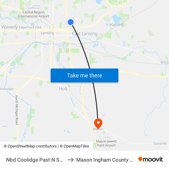 Nbd Coolidge Past N Shore Dr to Mason Ingham County MI USA map