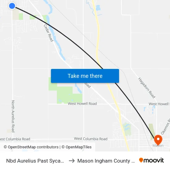 Nbd Aurelius Past Sycamore St to Mason Ingham County MI USA map