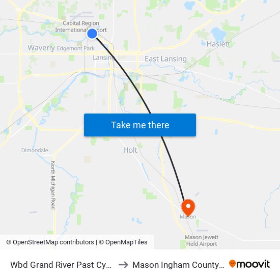 Wbd Grand River Past Cynwood St to Mason Ingham County MI USA map