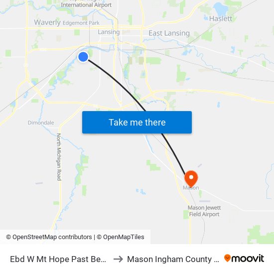 Ebd W Mt Hope Past Bedford Dr to Mason Ingham County MI USA map