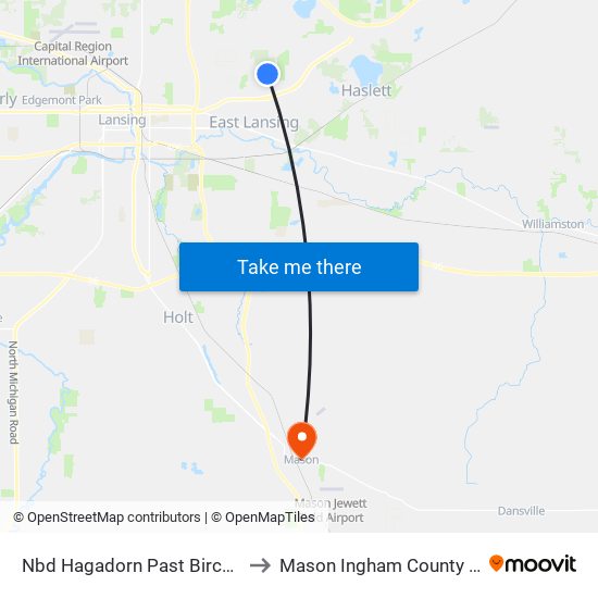 Nbd Hagadorn Past Birch Row Dr to Mason Ingham County MI USA map