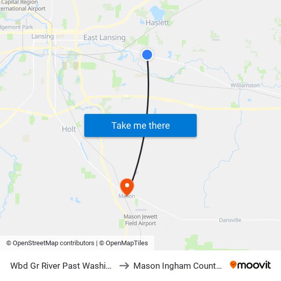 Wbd Gr River Past Washington Hts to Mason Ingham County MI USA map