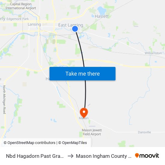Nbd Hagadorn Past Grand River to Mason Ingham County MI USA map