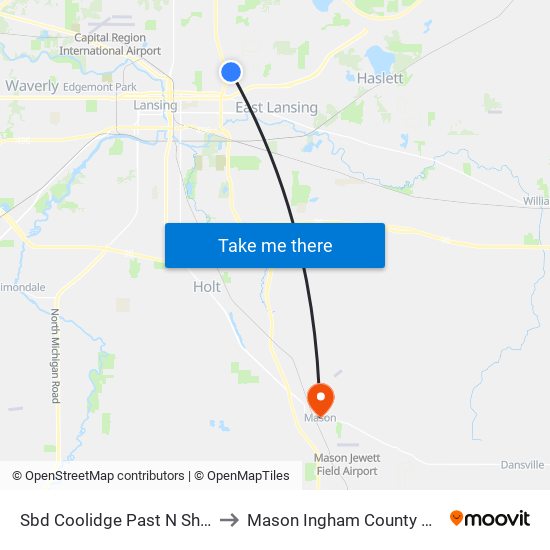 Sbd Coolidge Past N Shore Dr to Mason Ingham County MI USA map