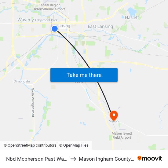 Nbd Mcpherson Past Washtenaw to Mason Ingham County MI USA map